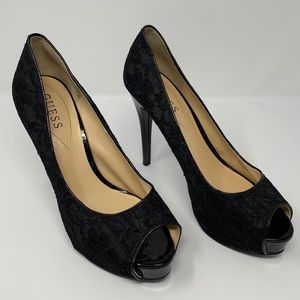 GUESS Peep Toe Pump Heels Build-in Platforms